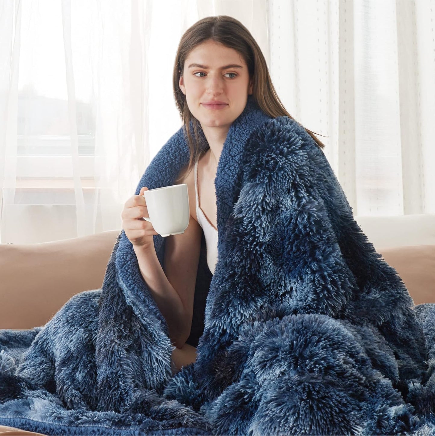 Bedsure GentleSoft Fluffy Fuzzy Faux Fur Throw Blanket for Couch, Soft Sherpa Fleece Cozy Gifts for Women, Plush Bed Blanket Room Decor for Men, Thick Warm Minky Teen Gifts Winter Bedding