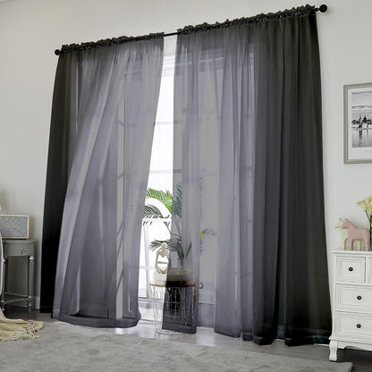 Chyhomenyc Sheer White Valances for Windows 2 Pack, Small Window Curtains for Living Room Bathroom Cafe Laundry Basement, Modern Top Dual Rod Pocket Voile Curtain, 42W x 14L inches, White - Colors B