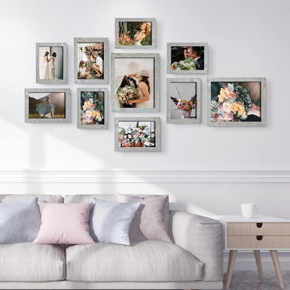 LUCKYLIFE Picture Frames Collage Wall Decor 10-Pack, Gallery Wall Frame Set with 8x10 5x7 4x6 Frames in 3 Different Finishes