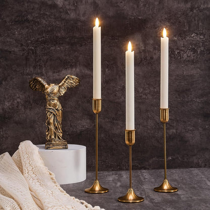 Gold Hurricane Candle Holders Set of 6, Tall Metal Windproof Glass Taper Candle Holder for Candlestick, Candle Sticks Decor, Table Centerpieces for Wedding, Candlelit Dinner Party Fireplace Decoration
