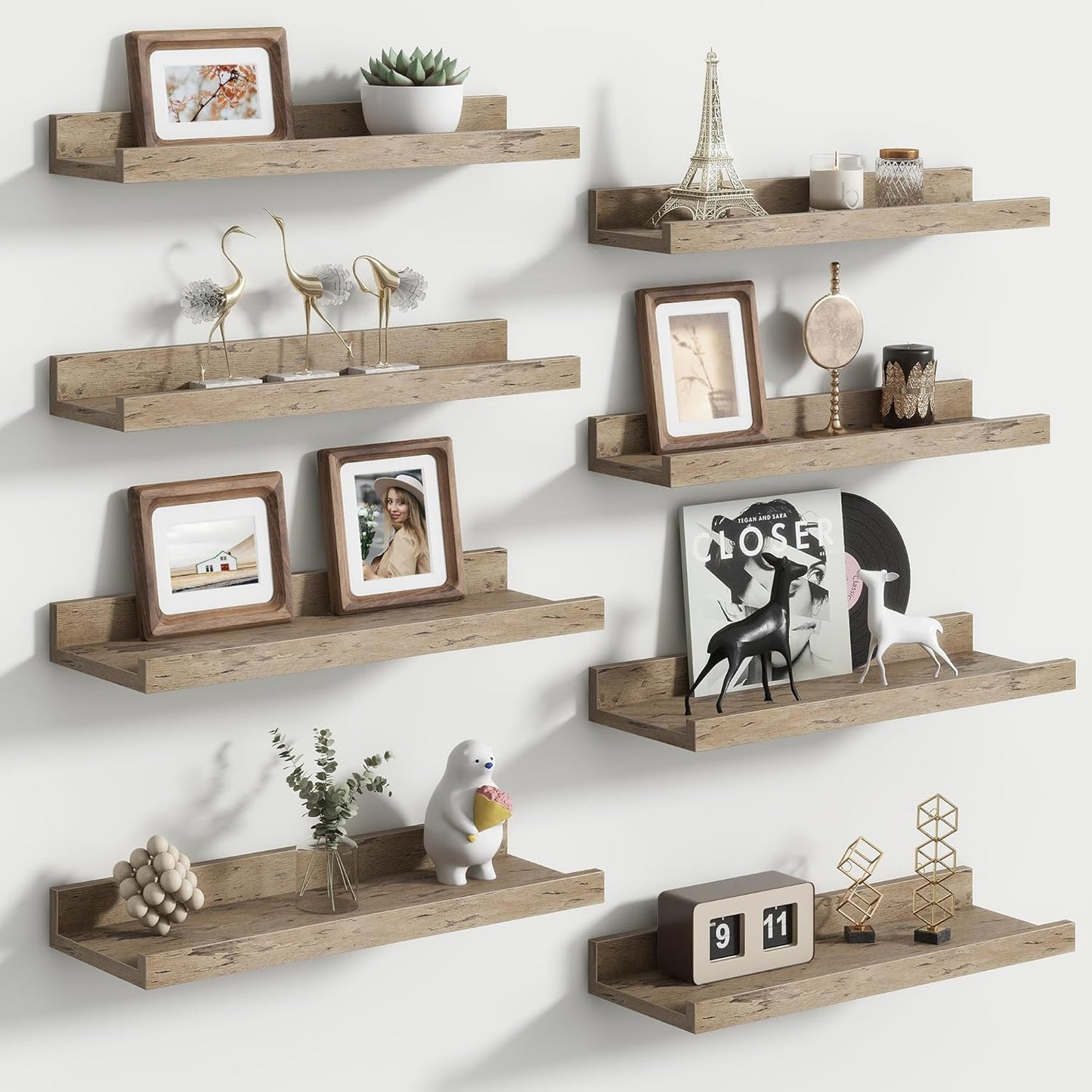 FLYJOE Floating Picture Ledge Shelves for Wall Set of 4, 48 Inch Wall Shelves with Lip Long Large Nursery Book Shelf for Toys Storage Kids Bookshelf Wall Mounted Living Room Bedroom Decor Frames