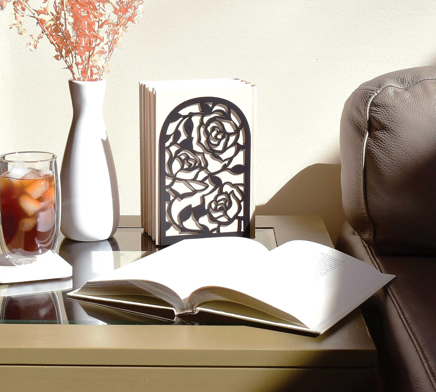CNK Premium BookEnds - Heavy Duty Metal Book Stoppers for Home Office, Decorative Book Shelf Holders (Hummingbird Black)