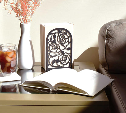 CNK Premium BookEnds - Heavy Duty Metal Book Stoppers for Home Office, Decorative Book Shelf Holders (Hummingbird Black)