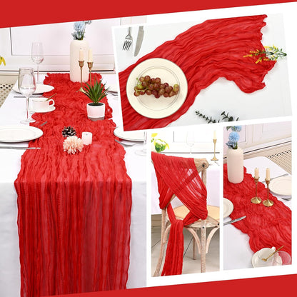 10 Pack Beige Cheesecloth Table Runner 17x108 Inch Boho Gauze Cheese Cloth Table Runners for Wedding Party Baby Shower Birthday Home Decor