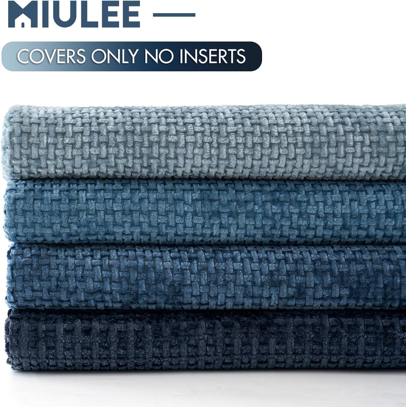 MIULEE Pack of 4 Couch Throw Pillow Covers 18x18 Inch Neutral Soft Decorative Chenille Pillow Covers Farmhouse Boho Cushion Covers for Mid Century Modern Spring Home Decor Sofa Bedroom Living Room