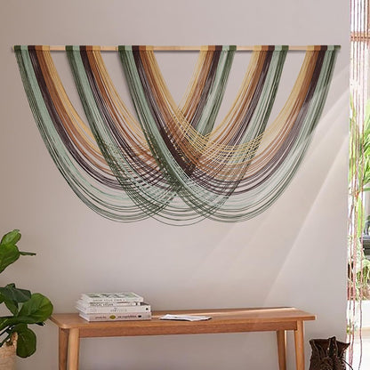Flber Macrame Wall Hanging Boho Wall Decor Tapestry Dip Dyed Ombre Moss Green Handmade Wall Art Woven Cotton Rope Backdrop with for Bedroom Living Room, 57" W x 39" L