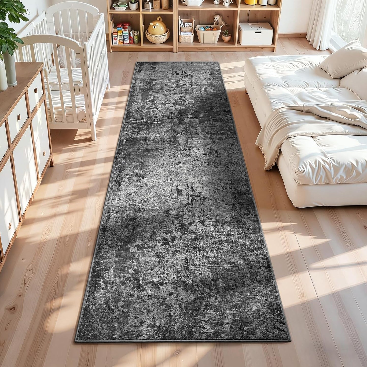 Ompaa 2x6 Rug Runners for Hallways Kitchen Runner Rug Non Slip Washable Grey Long Runner Rugs with Rubber Backing Soft Abstract Carpet Runner for Hallways, Kitchen, Bedroom, Bathroom, Entryway - Colors B