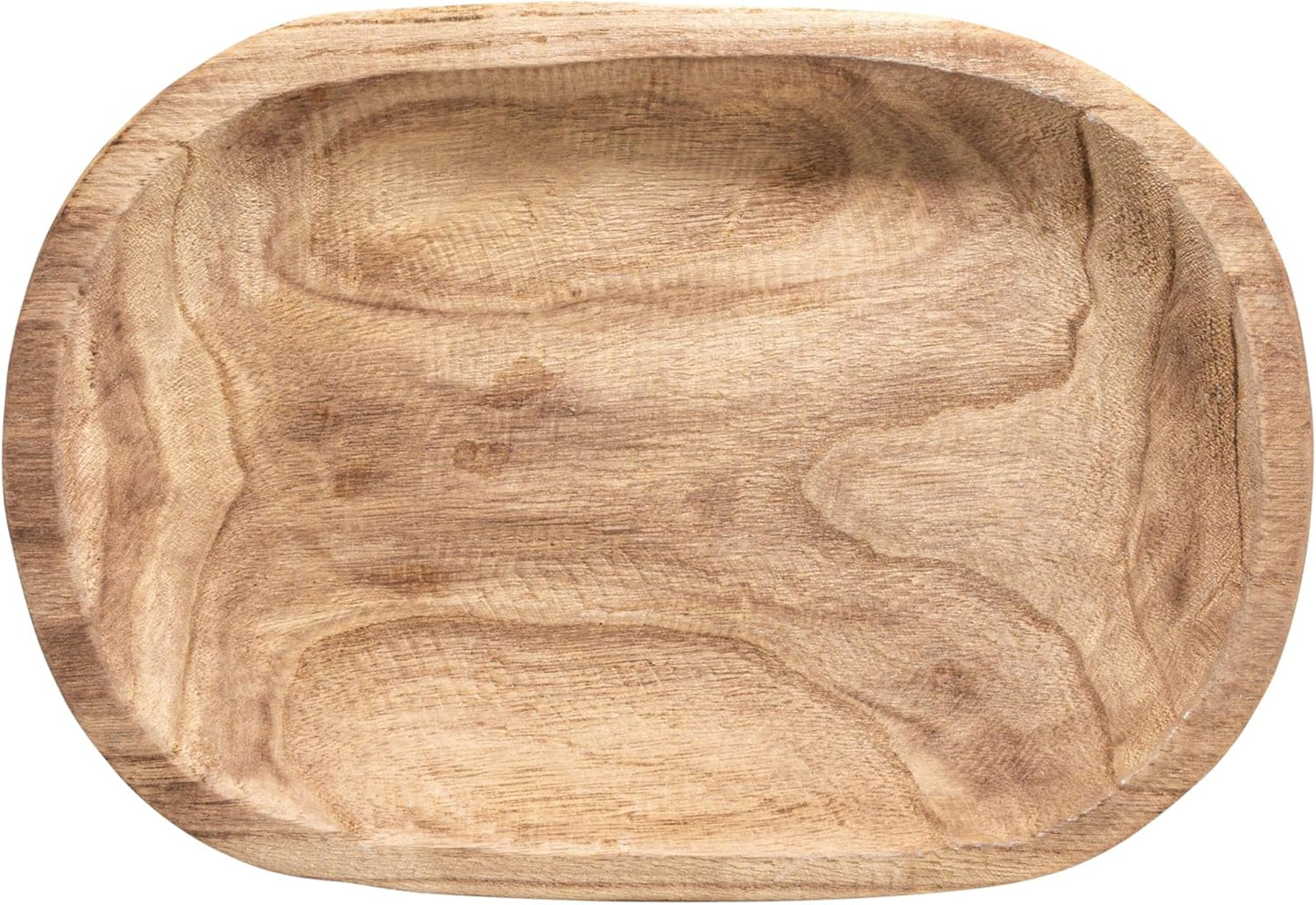 Bloomingville Hand-Carved Paulownia Wood Bowl with Whitewashed Finish