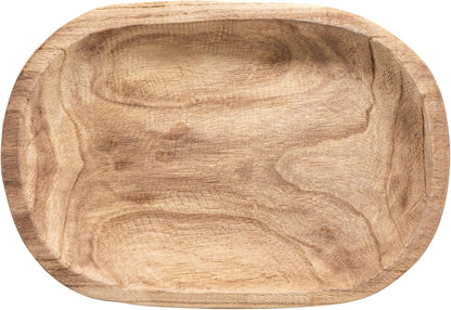 Bloomingville Hand-Carved Paulownia Wood Bowl with Whitewashed Finish