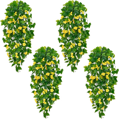 BLEUM CADE Fake Hanging Plants, 2pcs Artificial Pothos Vines Greenery for Wall Home Living Room Office Indoor Outdoor Decor (No Baskets)