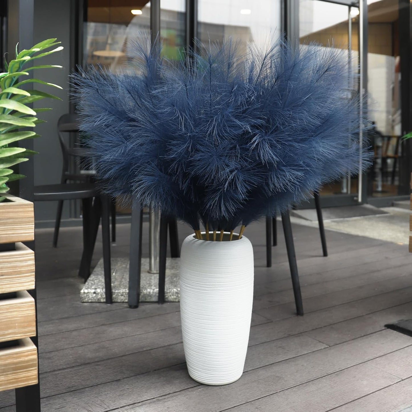 Ouddy Decor 8 Pcs Faux Pampas Grass Decor 38''/97cm Tall Artificial Large Pompous Pompas Floral Fluffy Fake Plants Floor Vase Filler for Wedding Kitchen Home Boho Decorations, Mixed Beige