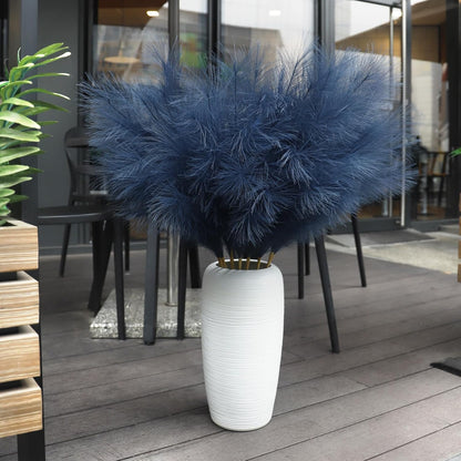 Ouddy Decor 8 Pcs Faux Pampas Grass Decor 38''/97cm Tall Artificial Large Pompous Pompas Floral Fluffy Fake Plants Floor Vase Filler for Wedding Kitchen Home Boho Decorations, Mixed Beige