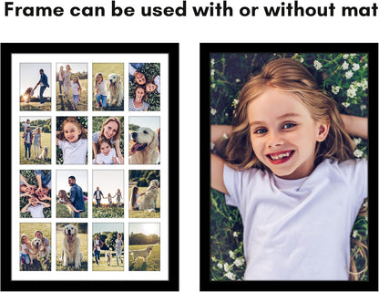 Americanflat 4x6 Collage Picture Frame with Polished Plexiglass - Multi Picture Frames Fit Sixteen 4x6 Photos or Use as One 18x26 Poster Frame for Wall Display - Signature Collection - Black