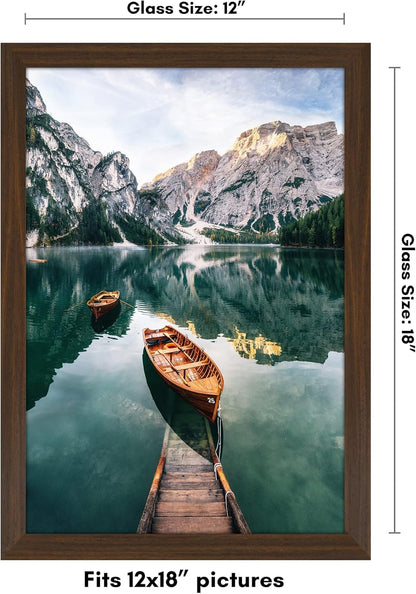 Americanflat 12x18 Poster Frame with Shatter-Resistant Glass - Signature Collection - Gallery-Style Frames Made of Engineered Wood - Photo Frame for Wall Display - Black - Colors B