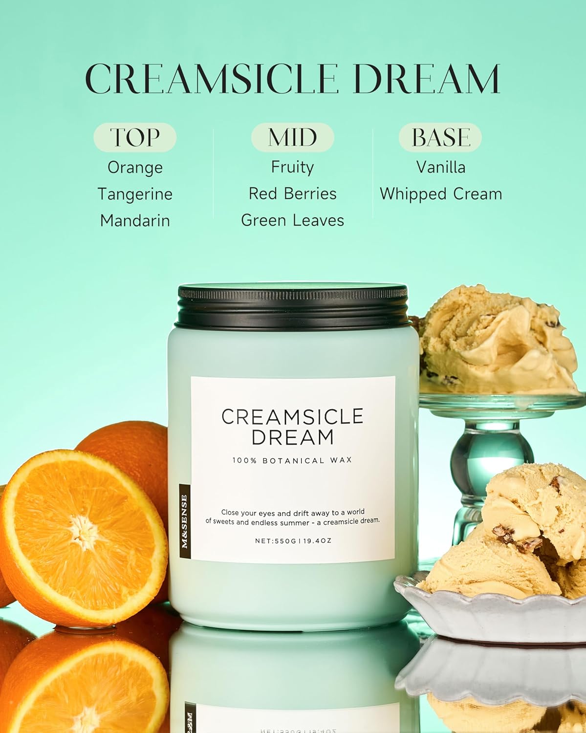 M&SENSE Eucalyptus & Mint Scented Jar Candle, Large 19.4oz Natural Soy Wax, 110-Hour Long Lasting Non-Toxic Clean Burning, Fresh Smelling Home Aromatherapy for Spa Stress Relief, Gifts for Men Women
