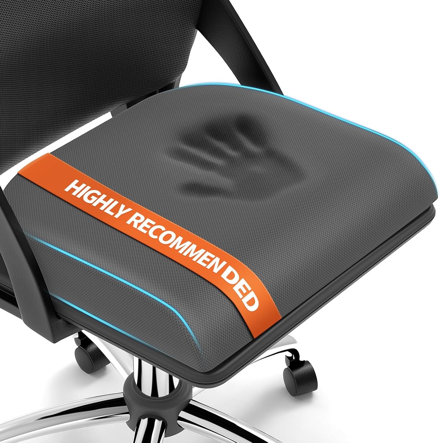 TranquilRelax Large Seat Cushion, Memory Foam Cushion for Long Sitting Hours on Office Chair, Car Seat, Non-Slip Chair Pad for Sciatica, Coccyx, Tailbone Pain Relief & Post-Surgery Recovery (Black)