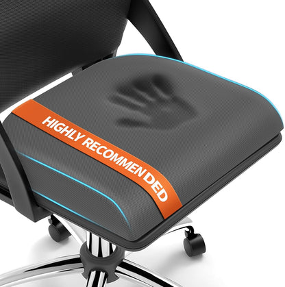TranquilRelax Large Seat Cushion, Memory Foam Cushion for Long Sitting Hours on Office Chair, Car Seat, Non-Slip Chair Pad for Sciatica, Coccyx, Tailbone Pain Relief & Post-Surgery Recovery (Black)