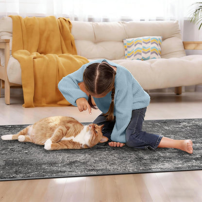 Ompaa 2x6 Rug Runners for Hallways Kitchen Runner Rug Non Slip Washable Grey Long Runner Rugs with Rubber Backing Soft Abstract Carpet Runner for Hallways, Kitchen, Bedroom, Bathroom, Entryway - Colors A