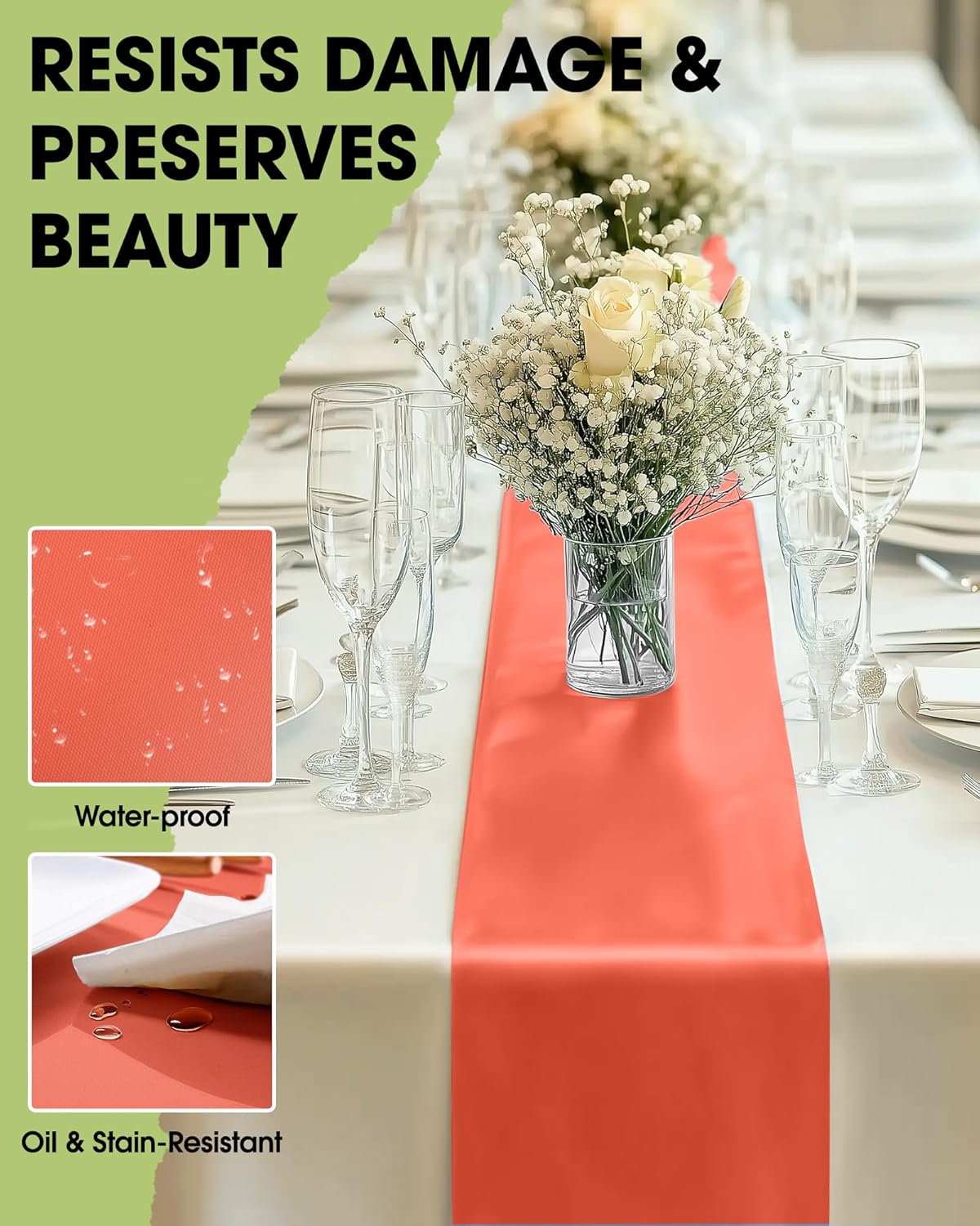 Pureegg Gold Plastic Table Runners - 10 Pack, 14'' x 108'', Water Resistant & Disposable Centerpiece Decorations for Table Cloth, Wedding, Birthday, Holiday, Baby Shower, Party, Home Decor