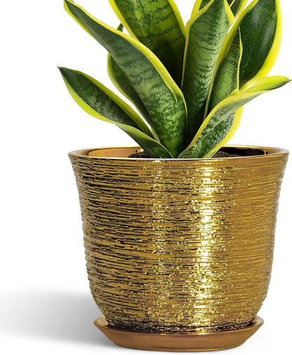Ceramic Plant Pots - 12 Inch Pots for Plants Indoor Outdoor, Large Round Planter with Drainage Hole and Saucer, Modern Decorative Flower Pot, Home Garden Decor, House Warming Gifts, Blue