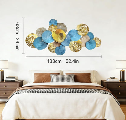 Roivikis Large Metal Wall Art Decor, 3D Abstract Lotus Leaves Wall Handcrafted Modern Decoration for Indoor Outdoor for Living Room, Bedroom, Entryway 52" x 24"