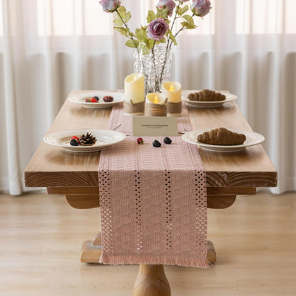 Keketoarrange Boho Sage Green Table Runner for Summer Home Decorations 12x72 Inches Farmhouse Small Macrame Woven Burlap Rustic Coffee Dresser Dining Kitchen Centerpiece Bohemian Decor