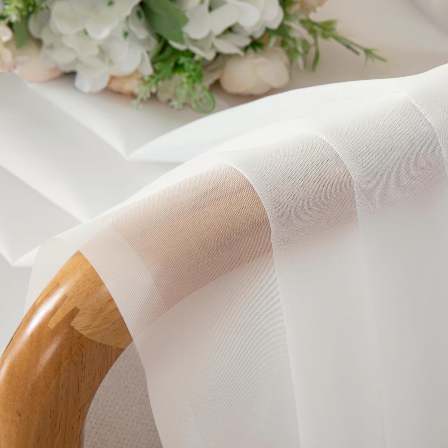 OWENIE Sheer Curtains 84 inches Long 2 Panels Set for Living Room/Bedroom, Rod Pocket Voile Sheer Panel Drapes, White, 2pcs, Each 42" W x 84" L - Colors B