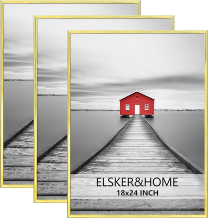 ELSKER&HOME 22.375 x 34 Poster Frame 3 Pack, Black Picture Frame for Horizontal or Vertical Wall Mounting, Sturdy and Scratch-proof