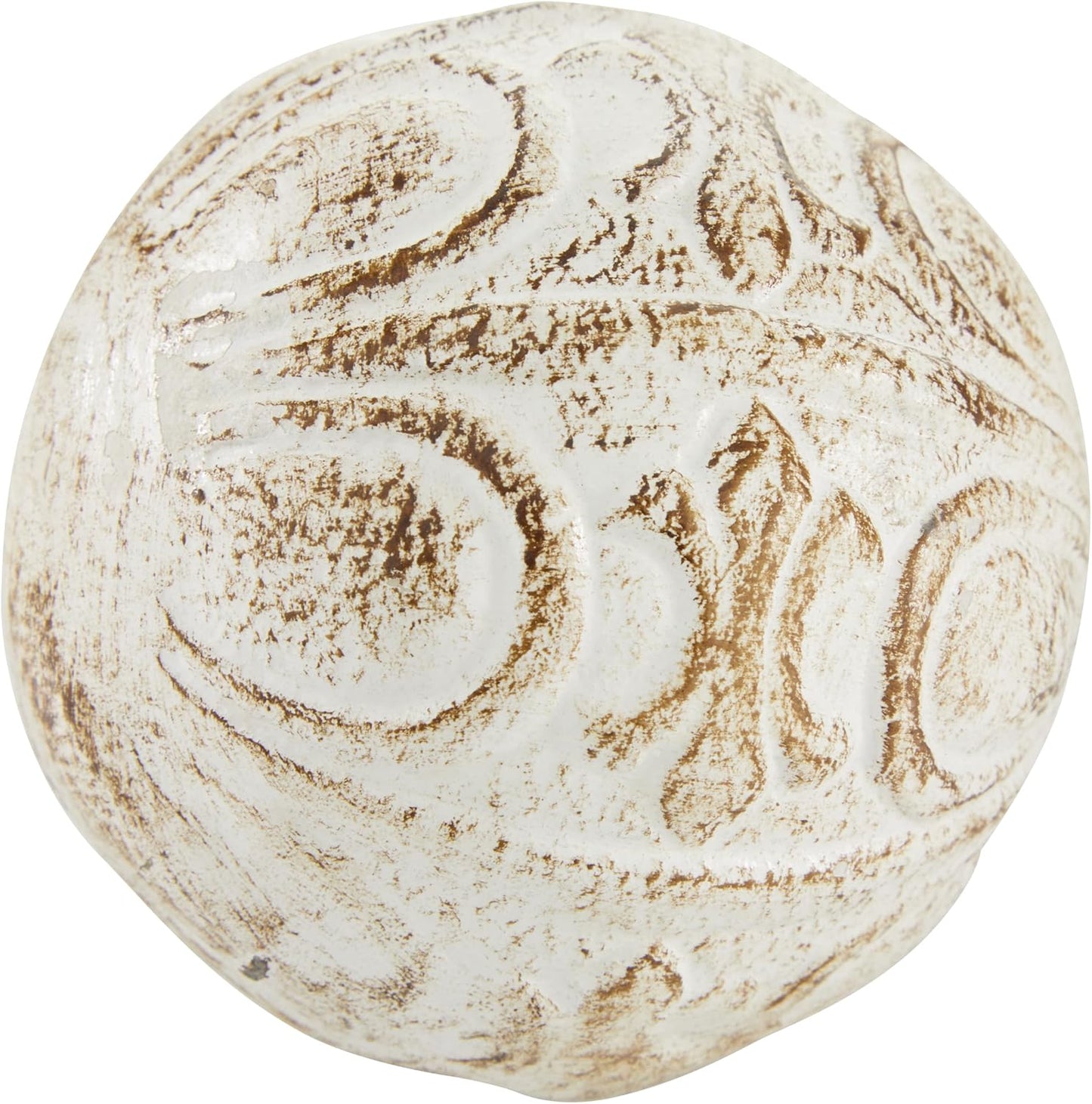 Deco 79 Ceramic Handmade Carved Decorative Ball Orbs & Vase Filler with Varying Patterns, Set of 4 4"W, 4"H, White