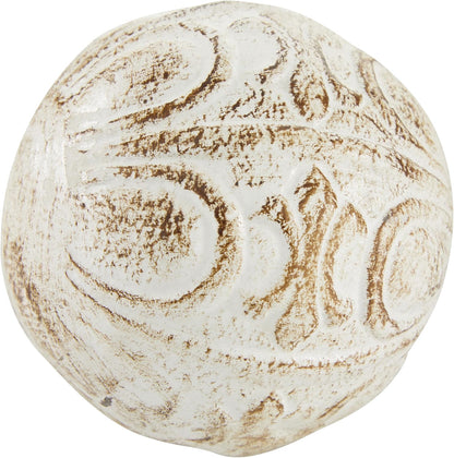 Deco 79 Ceramic Handmade Carved Decorative Ball Orbs & Vase Filler with Varying Patterns, Set of 4 4"W, 4"H, White