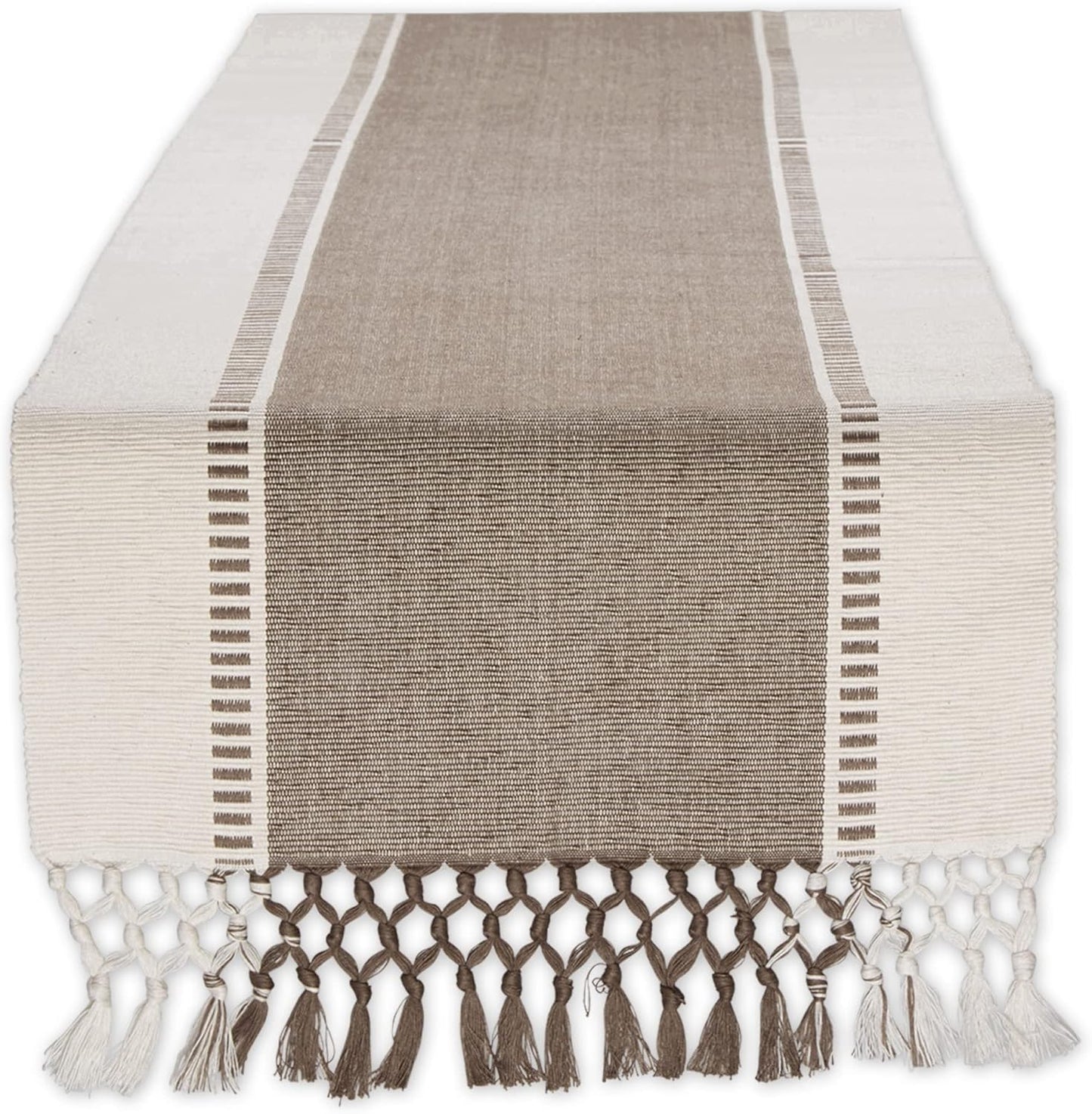 DII Dobby Stripe Woven Table Runner, 13x72-inch, French Blue