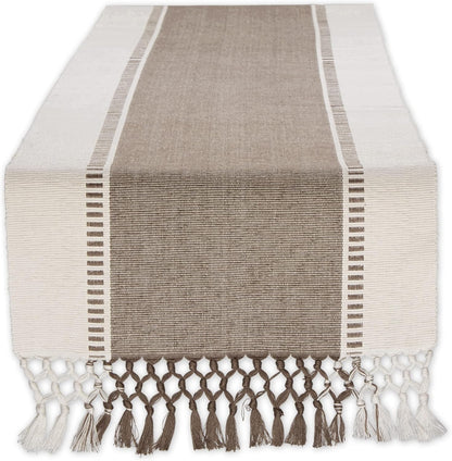 DII Dobby Stripe Woven Table Runner, 13x72-inch, French Blue
