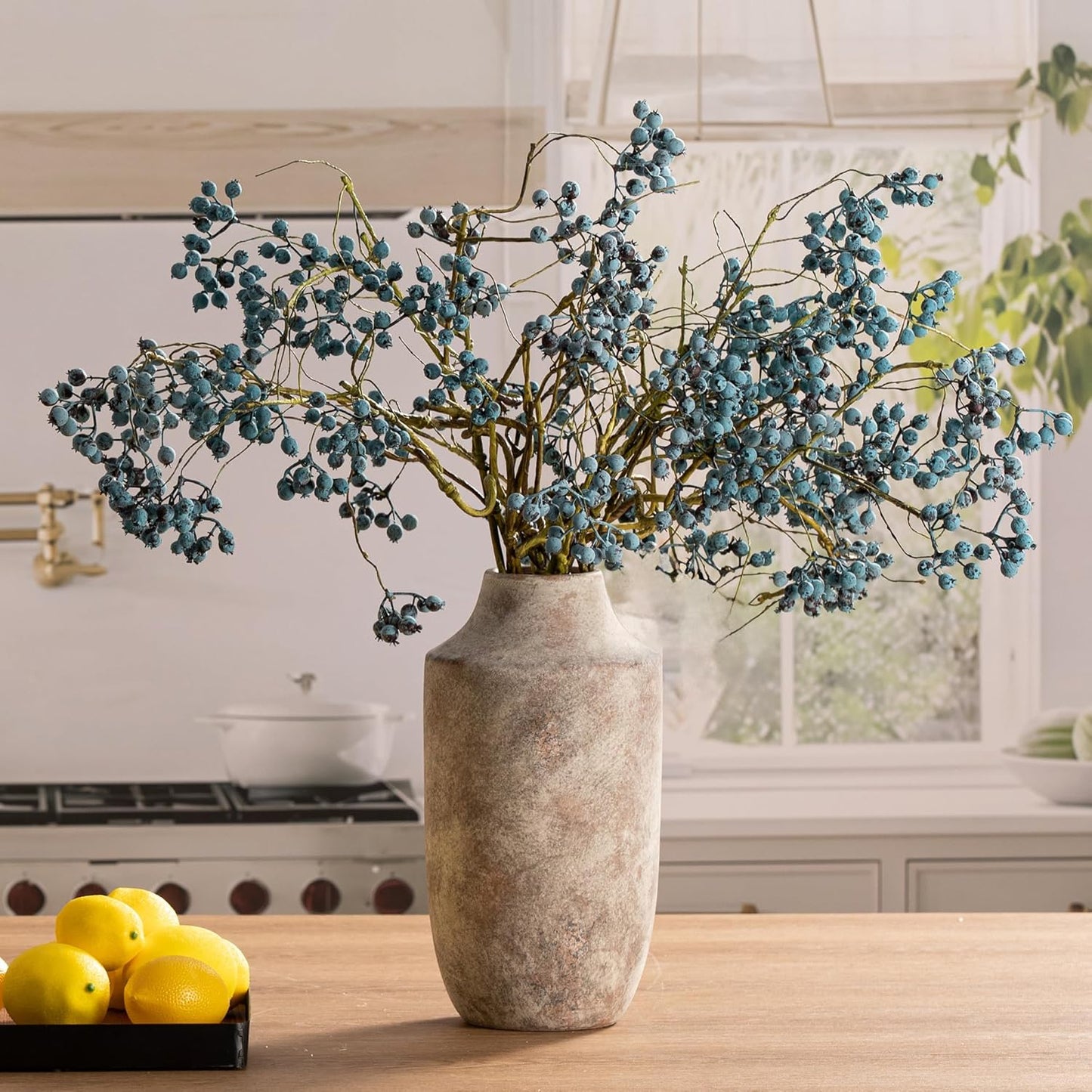 Mitt&Ditt Ceramic Flower Vase with Handles, 11 inch Tall Vase for Centerpieces, Large Decorative Terracotta Vases, Farmhouse Rustic Vases for Home Decor, Living Room, Table, Neutral