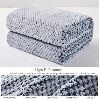 Exclusivo Mezcla Fleece Throw Blanket Extra Large, Super Soft and Warm Blankets for Couch, Sofa and Bed Waffle Textured, Cozy, Fuzzy and Lightweight (Slate Blue, 50x70 Inches)