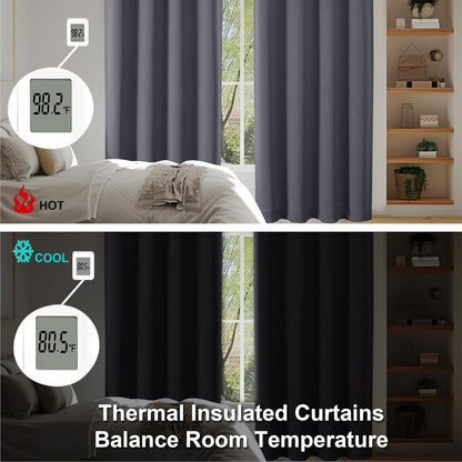 Simplebrand Ava Sage Green Blackout Curtains for Bedroom 63 Inch Length 2 Panels Set, Solid Thermal Insulated Energy Saving Rod Pocket Window Treatment Curtains Blackout Drapes, W40 x L63 Inch, Sage - Colors C