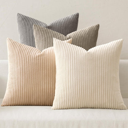 MIULEE Boho Farmhouse Sage Green Throw Pillow Covers 18x18 Inch Set of 4 Mordern Nordic Cushion Covers Soft Corduroy Spring Home Decor for Couch Bed Sofa Living Room Forest Green