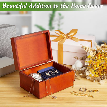 DRASTAR Wooden Keepsake Box, Large Acacia Storage Memory Box with a Hinged Lid for Crafts and Photo Storage