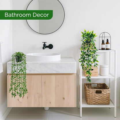 Der Rose 6Pcs Fake Plants Hanging Artificial Eucalyptus Vines Faux Potted Hanging Plants Indoor for Bathroom Kitchen Wall Shelf Outdoor Decor