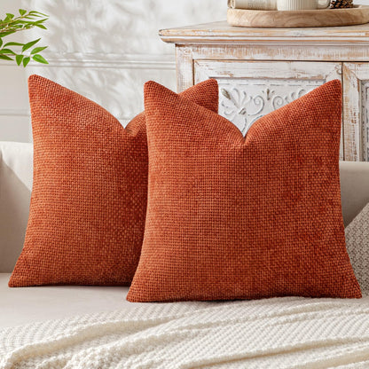 MIULEE Pack of 2 Couch Throw Pillow Covers 18x18 Inch Neutral Beige Modern Boho Accent Decorative Pillow Covers Soft Chenille Farmhouse Cushion Covers for Home Decor Bed Sofa Living Room