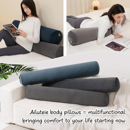 Body Pillow for Adults,Long Round Pillow,Big Cylindrical Pillow,Large Full Bolster Pillows for Side Sleepers (Steel Gray, 47.24"*7.87")