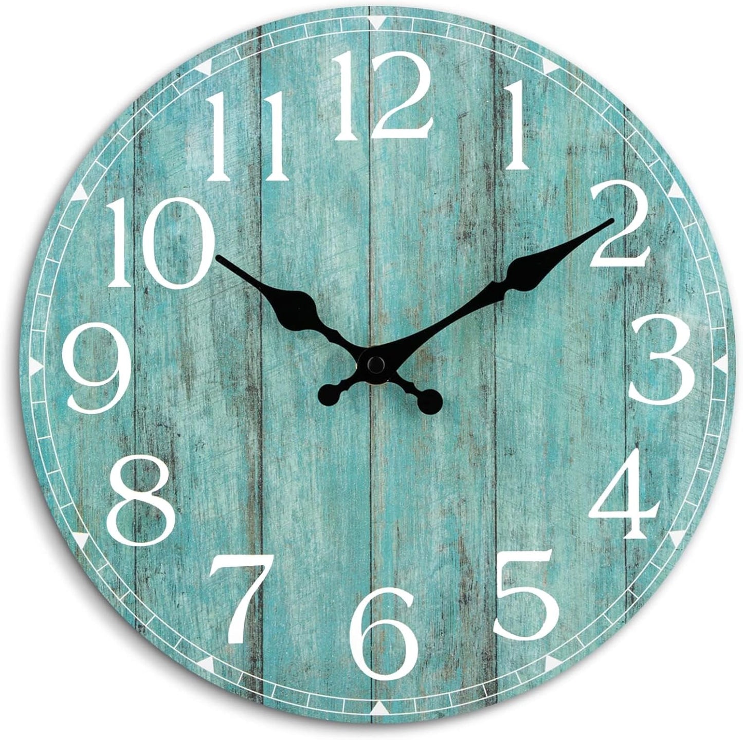 Wall Clock, Rustic Wall Clocks Battery Operated Silent Non Ticking, Country Round Wooden Clocks Farmhous Wall Decorative for Kitchen, Bathroom, Living Room (Gray 8 Inch)