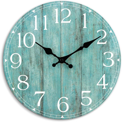 Wall Clock, Rustic Wall Clocks Battery Operated Silent Non Ticking, Country Round Wooden Clocks Farmhous Wall Decorative for Kitchen, Bathroom, Living Room (Gray 8 Inch)
