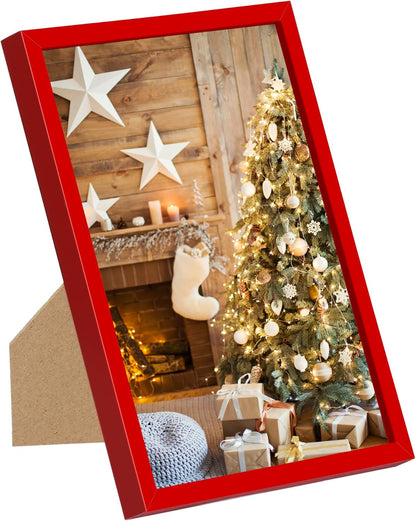 upsimples 5x7 Picture Frame Set of 3, Made of High Definition Glass for 5 x 7 Black Frames, Wall and Tabletop Display Thin Border Photo Frame for Home Décor
