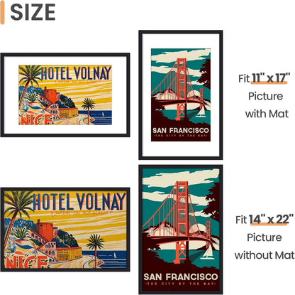 upsimples 8x10 Picture Frame, Display Pictures 5x7 with Mat or 8x10 Without Mat, Wall Hanging Photo Frame, Black, 1 Pack - Colors B