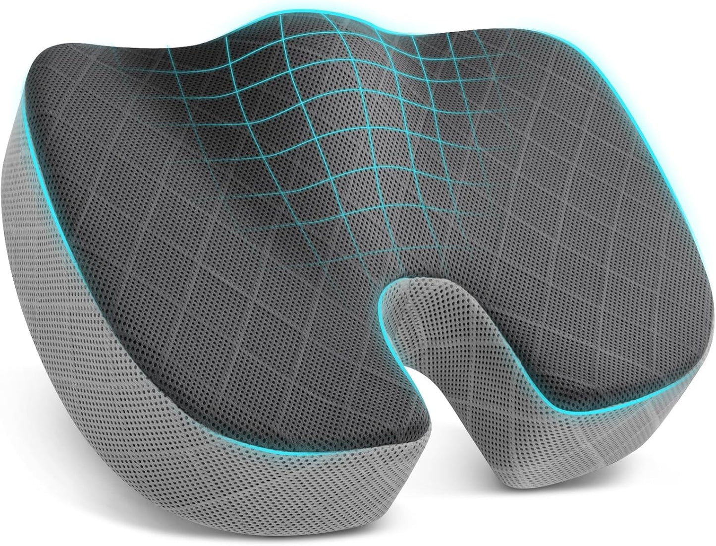 TushGuard Seat Cushion - Memory Foam Cushion for Office Chair, Car Seat, Airplane, Bleacher - Sciatica & Hip & Coccyx Pain Relief Desk Chair Cushion for Long Sitting Office Workers, Car Drivers