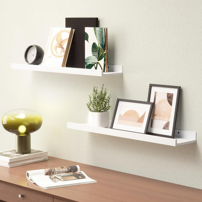 Boswillon Floating Shelves Wall Mounted Set of 2, Modern Black Wall Shelves for Storage with Lip, Display Picture Ledge Shelf for Wall Decor Bedroom Living Room Bathroom Kitchen