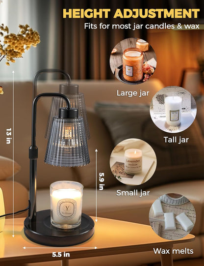 GODONLIF Candle Warmer Lamp with Timer Dimmable, Birthday Gifts for Women Mom, House Warming Gifts New Home Decor, Wax Melt Warmer for Jar Candles with 2 Bulbs