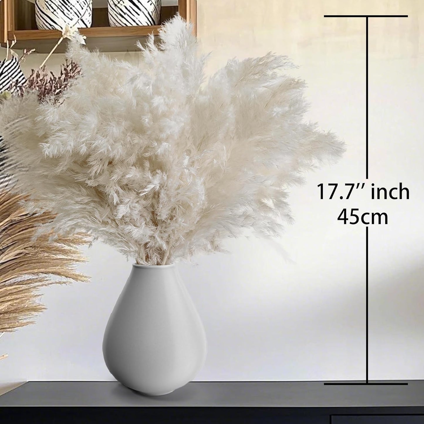 60 PCS Boho Decor, Fluffy Pompas Grass, Natural Dry Pampas Grass Small, Short Pampass Bulk for Boho Room Decor, Coffee Table Decor (17 inch )