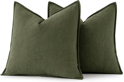 MIULEE Decorative Linen Euro Sham Pillow Covers 26x26 Cream White Boho Farmhouse Neutral Couch Throw Pillows for Bed Pack of 2 Accent Modern Pillowcase Sofa Livingroom Home Decor