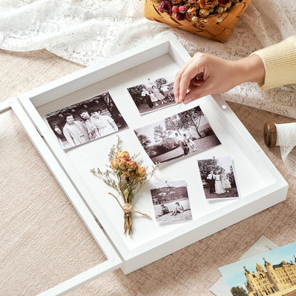 8x10 Deep Shadow Box Picture Frame Display Case with Linen Back and Stand,Real Glass Black Shadow Memory Box Frame 8x10 for Flower Baby Pet Wedding Photo Art Craft Memorial Wall Decor Gift